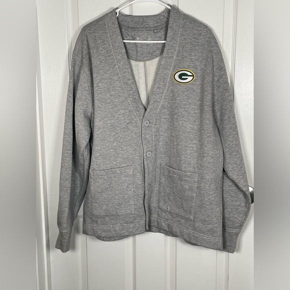 Antigua Men's Green Bay Packers Heather Gray Victory Button-Up Cardigan Large - Picture 6 of 10